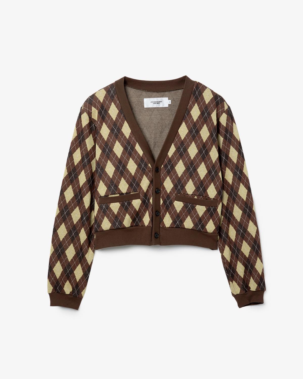 COTTON JACQUARD ARGYLE V-NECK CARDIGAN