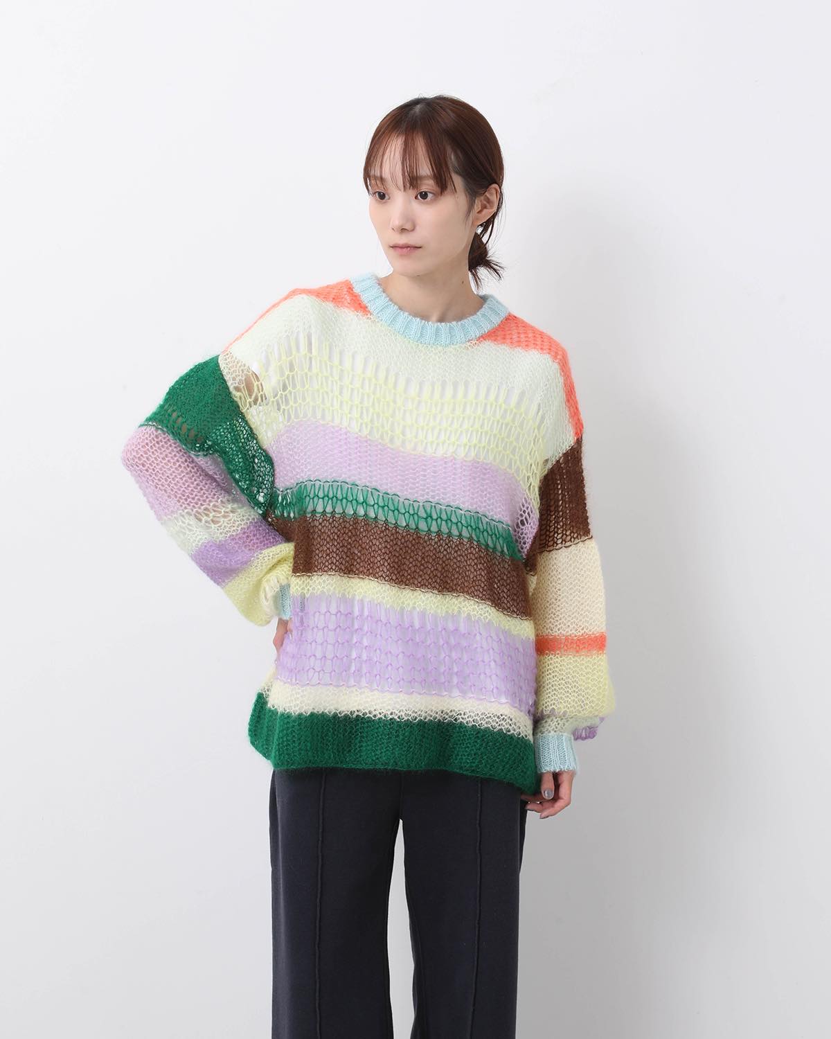 MOHAIR RANDOM BORDER CREW KNIT for COVERCHORD