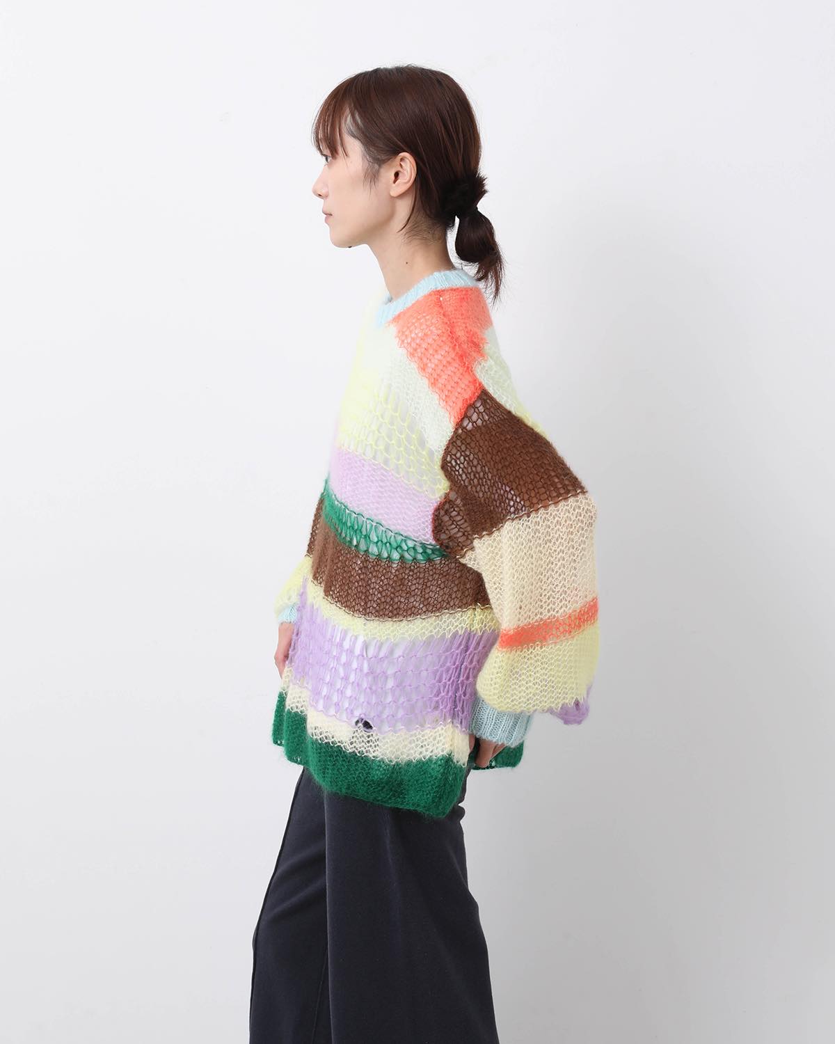 MOHAIR RANDOM BORDER CREW KNIT for COVERCHORD