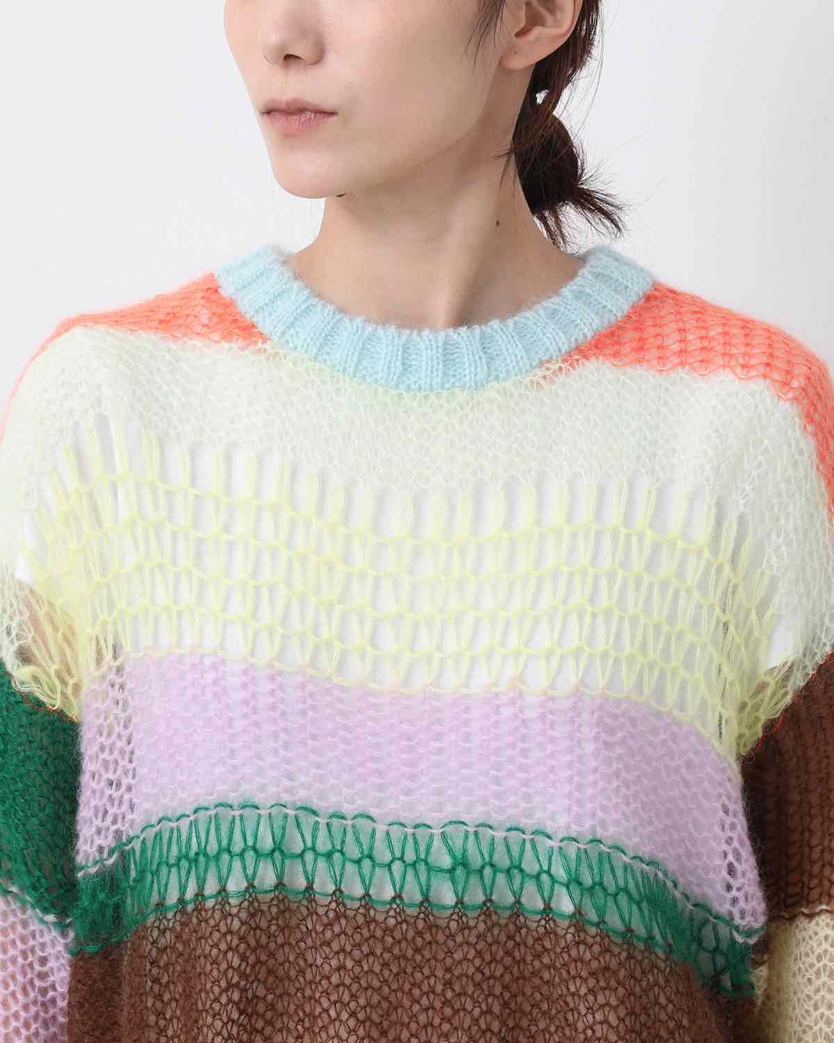 MOHAIR RANDOM BORDER CREW KNIT for COVERCHORD