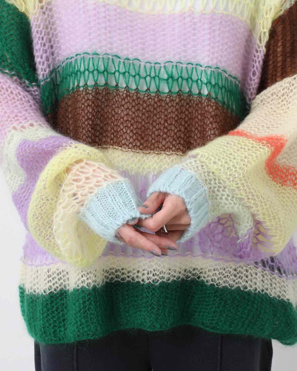 MOHAIR RANDOM BORDER CREW KNIT for COVERCHORD