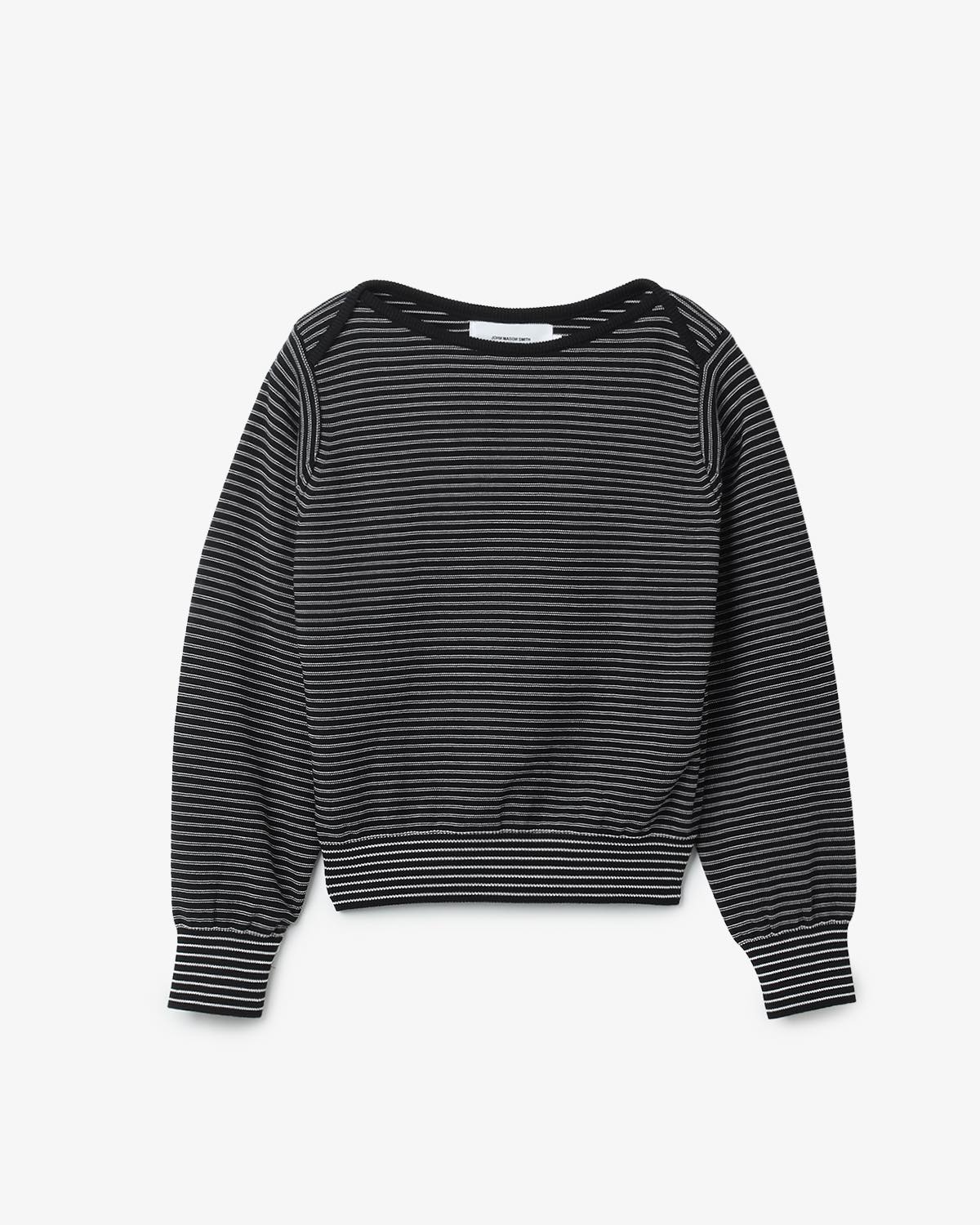 12G COTTON BORDER BOAT NECK KNIT