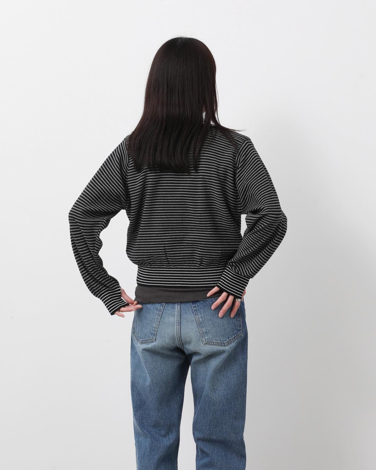 12G COTTON BORDER BOAT NECK KNIT