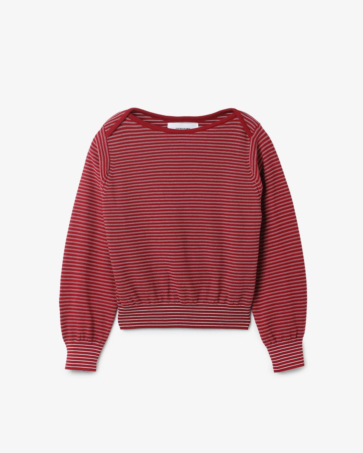 12G COTTON BORDER BOAT NECK KNIT