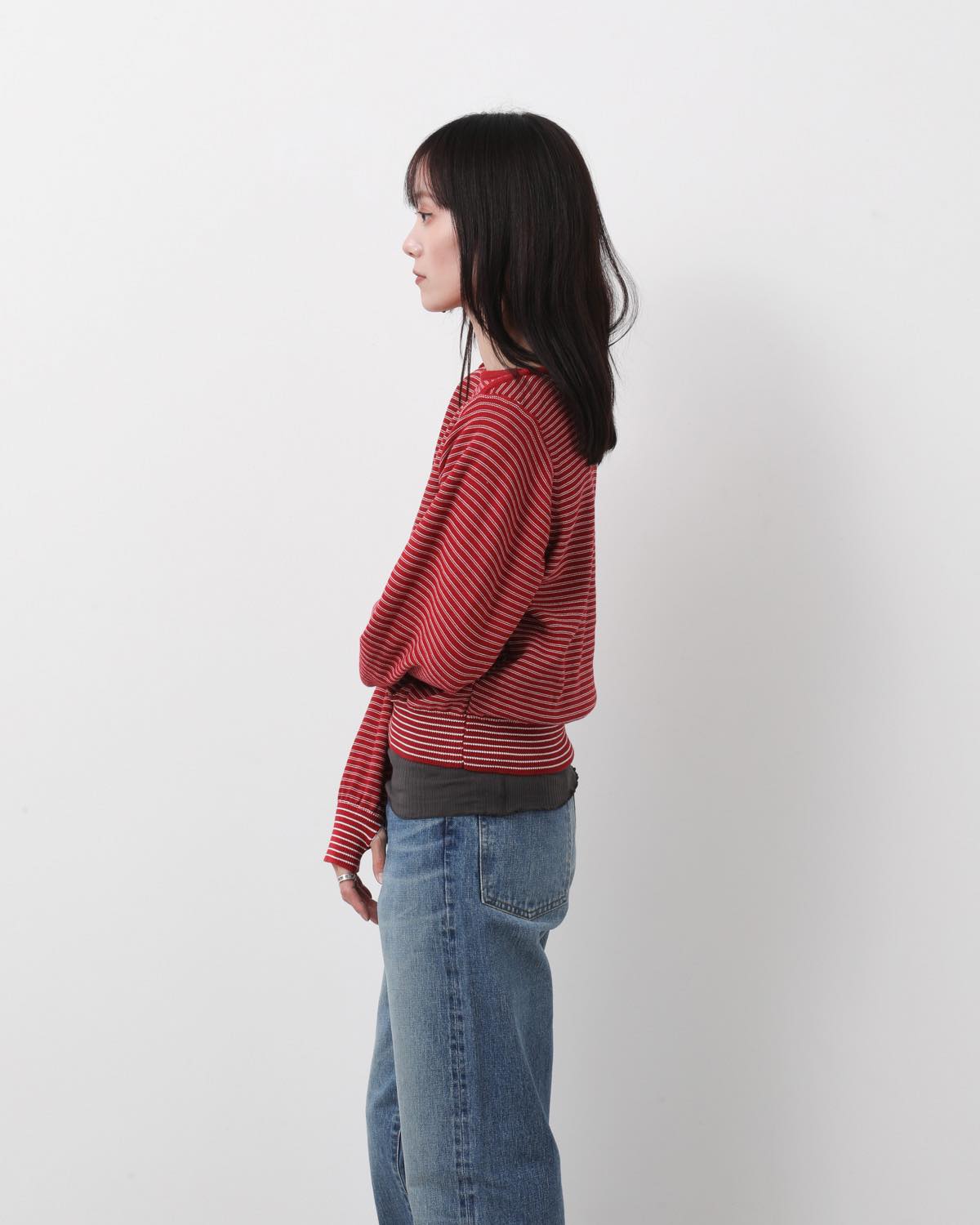 12G COTTON BORDER BOAT NECK KNIT