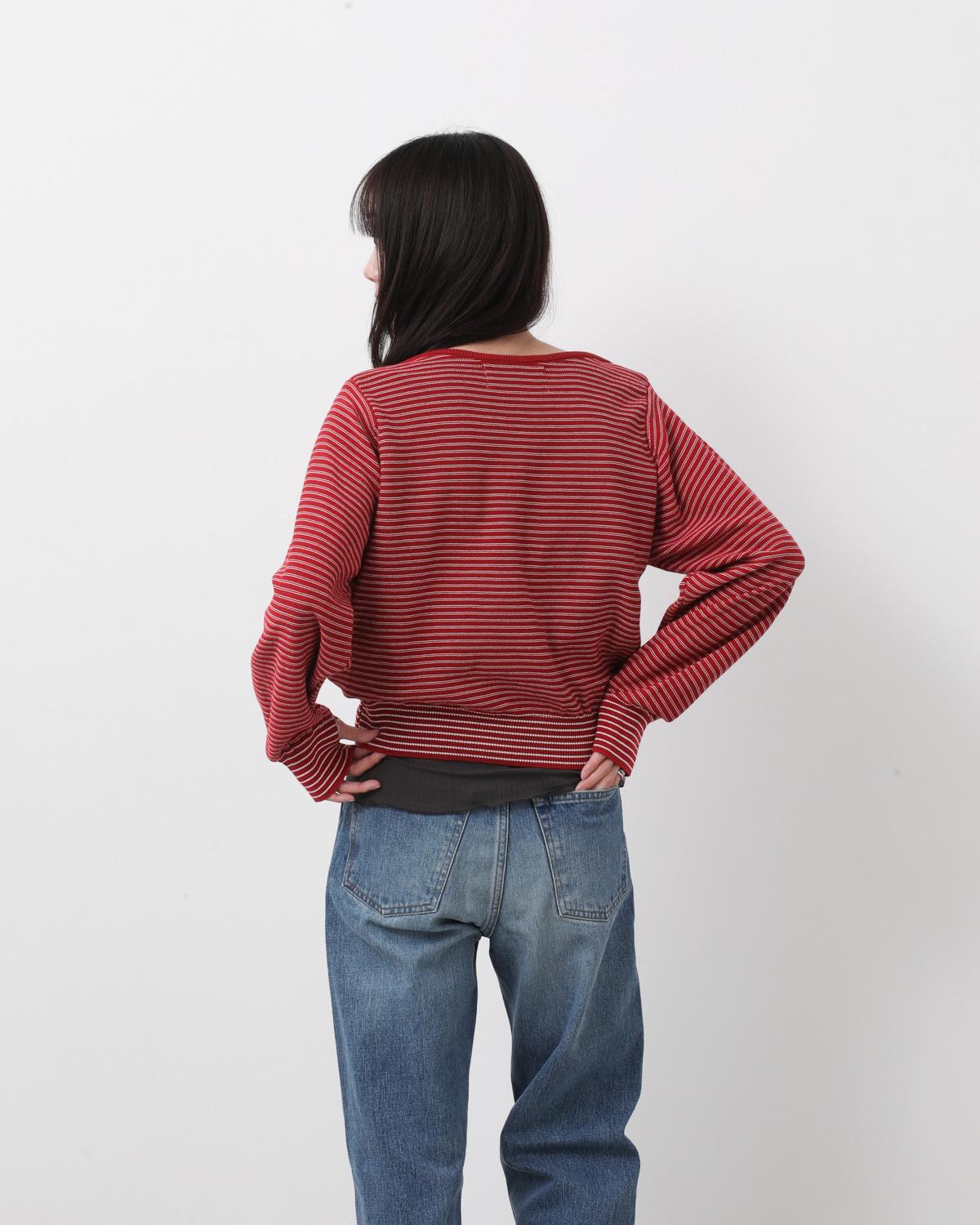 12G COTTON BORDER BOAT NECK KNIT