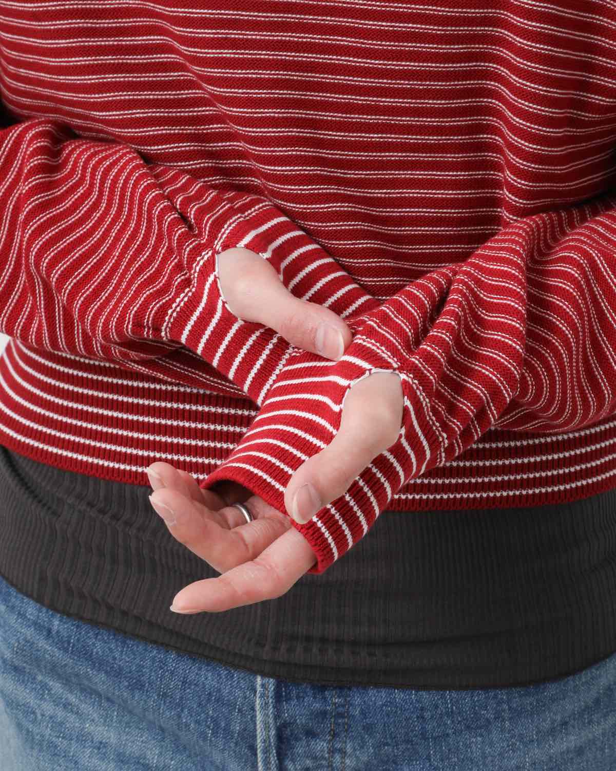 12G COTTON BORDER BOAT NECK KNIT