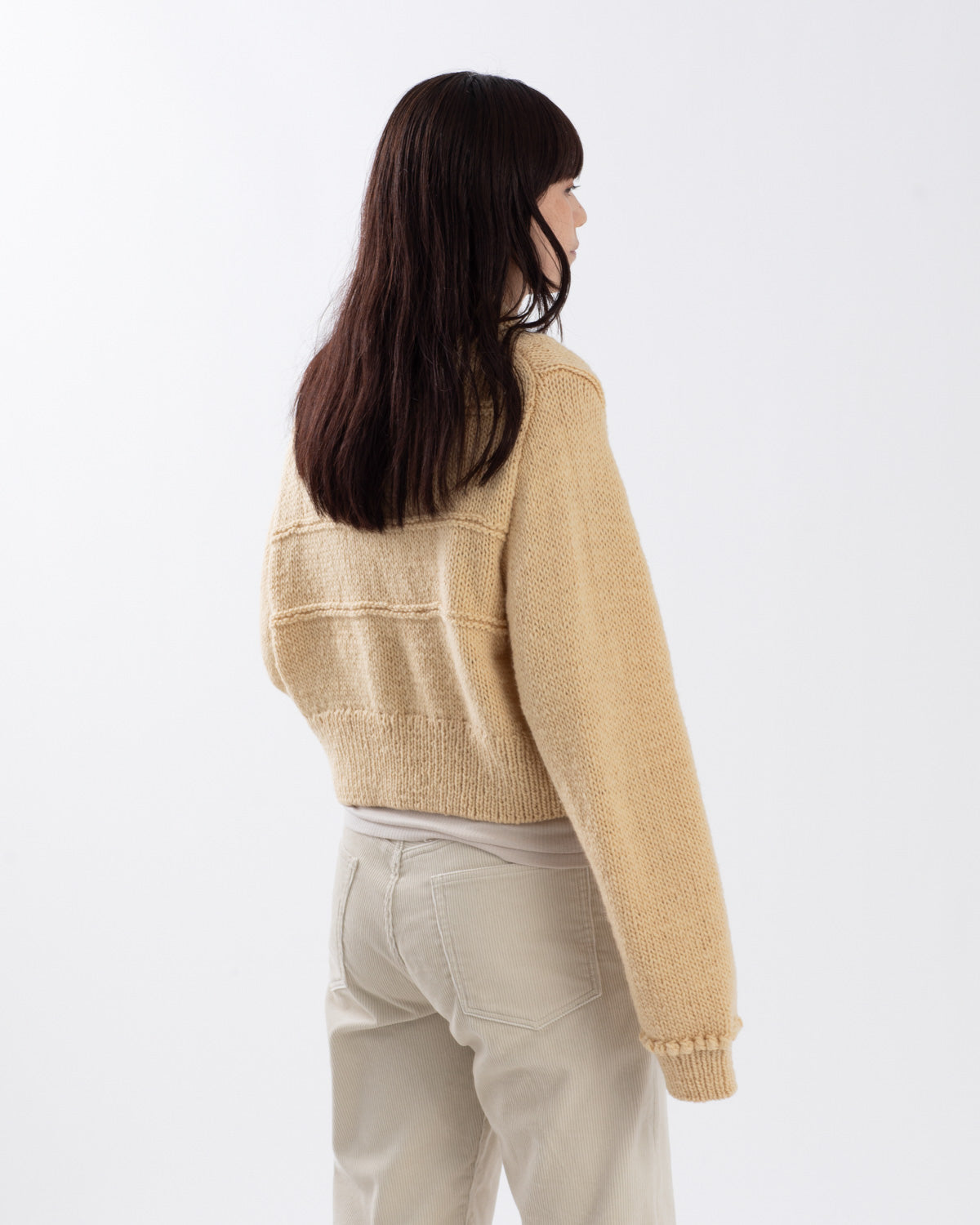 FLORAL EMBROIDERY WOOL POLO CARDIGAN