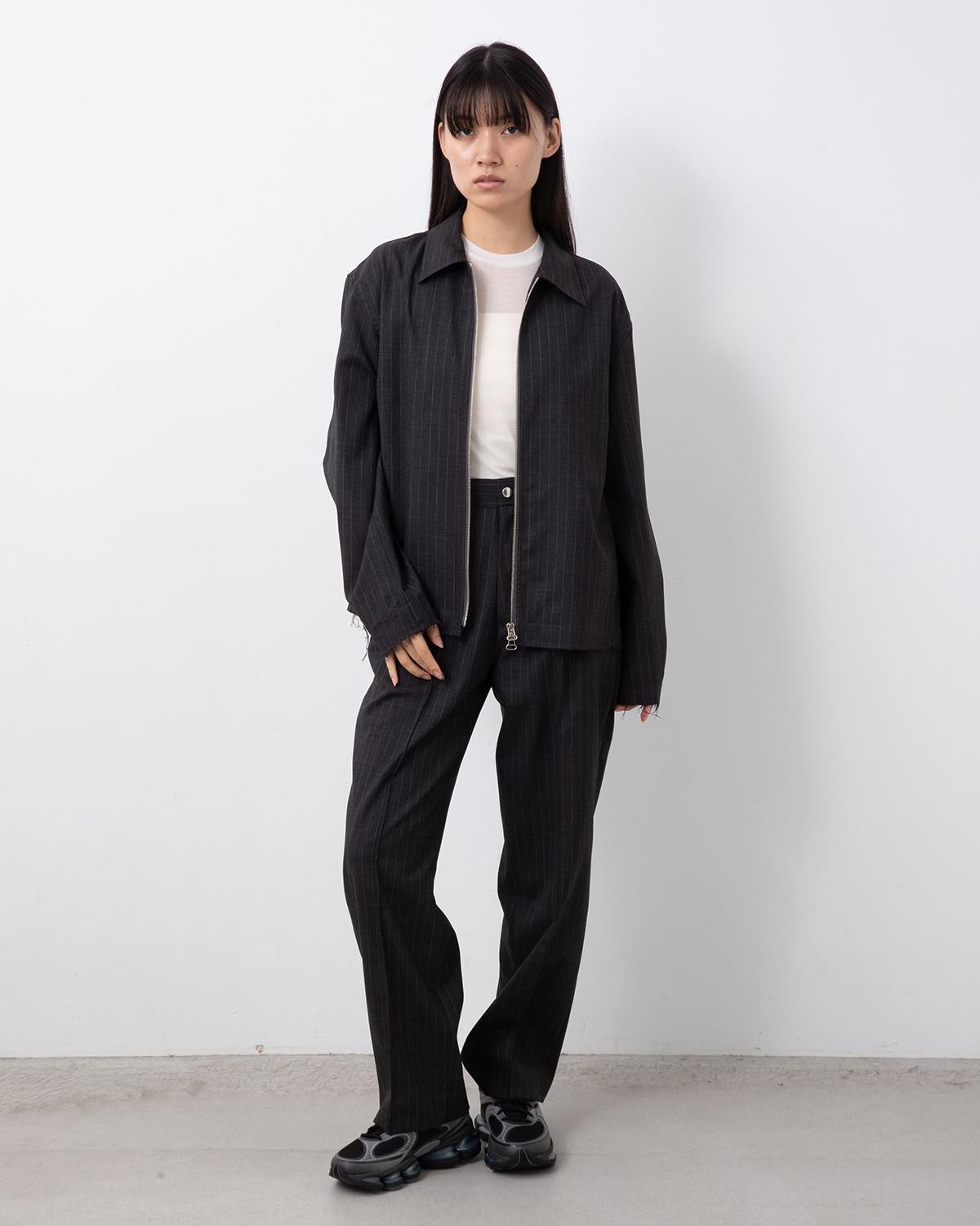 STRIPE WOOL TROPICAL SLACKS