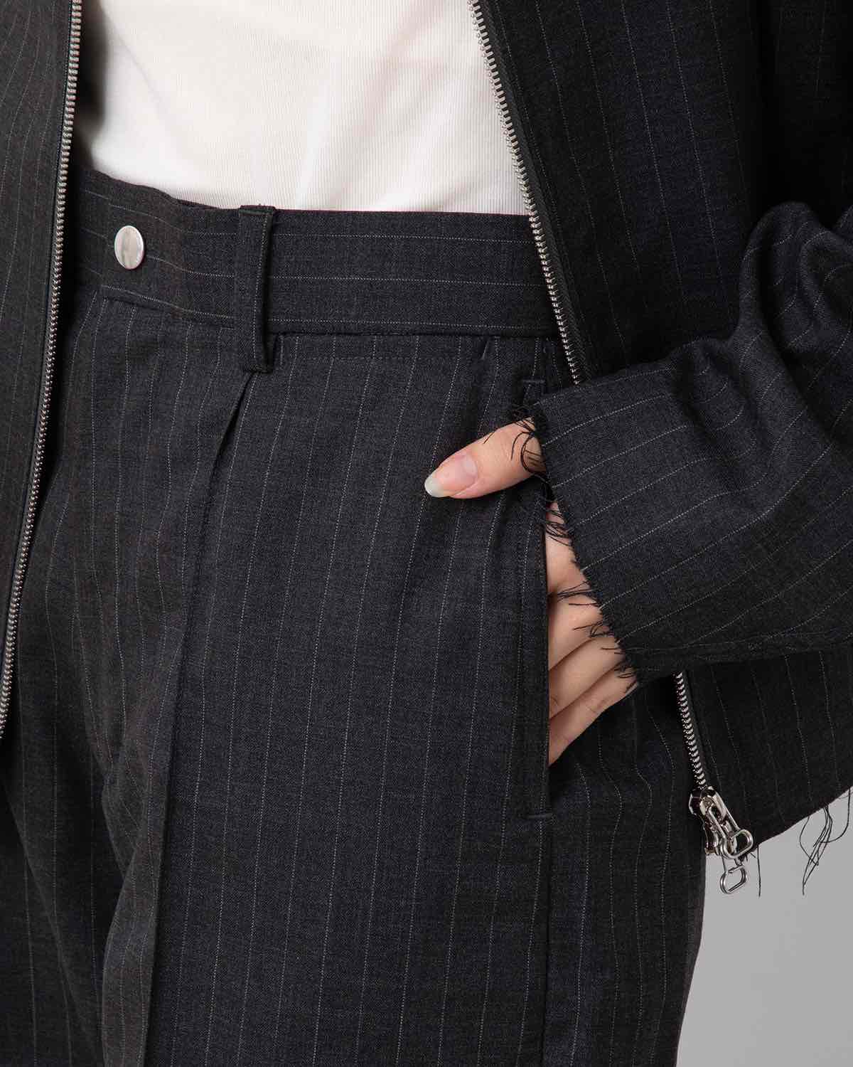 STRIPE WOOL TROPICAL SLACKS