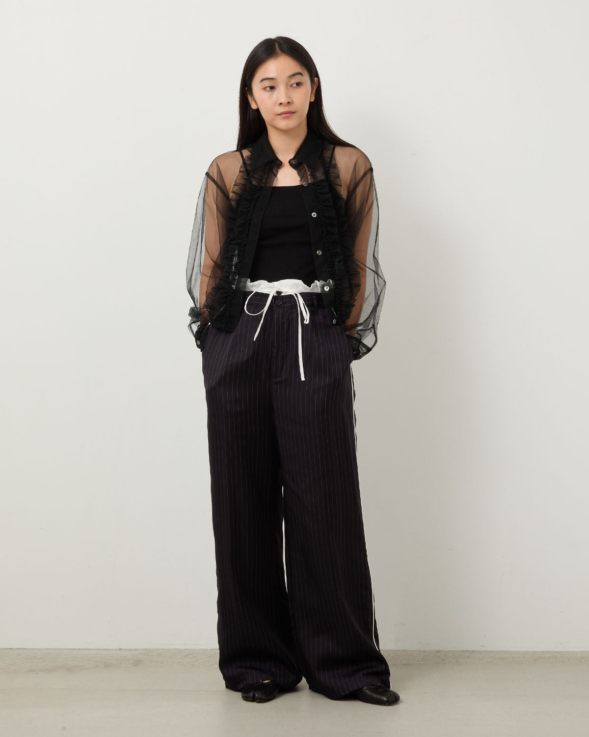 STRIPE CUPRO PIPING PAJAMA PANTS