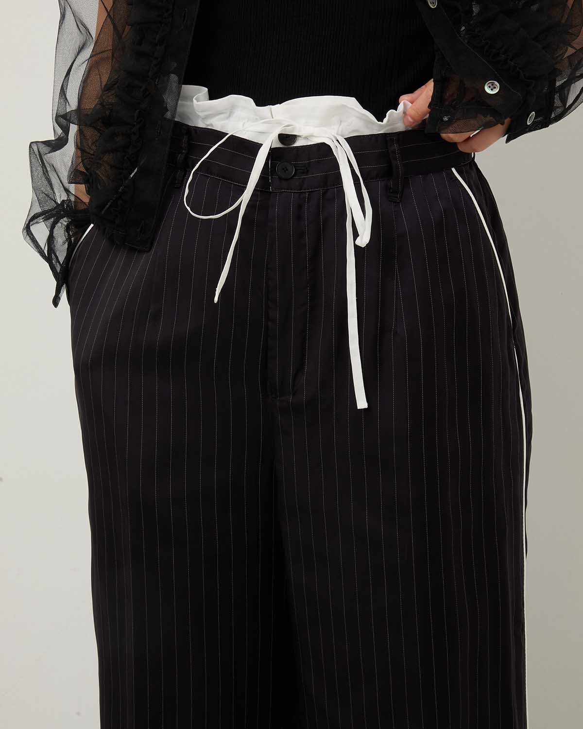 STRIPE CUPRO PIPING PAJAMA PANTS