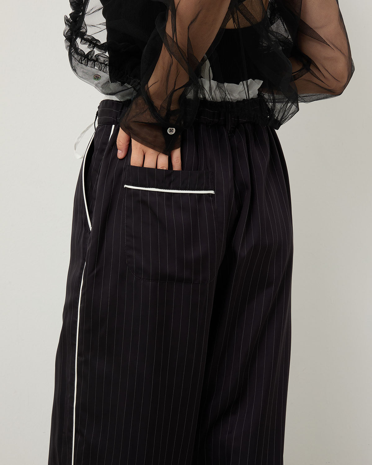 STRIPE CUPRO PIPING PAJAMA PANTS