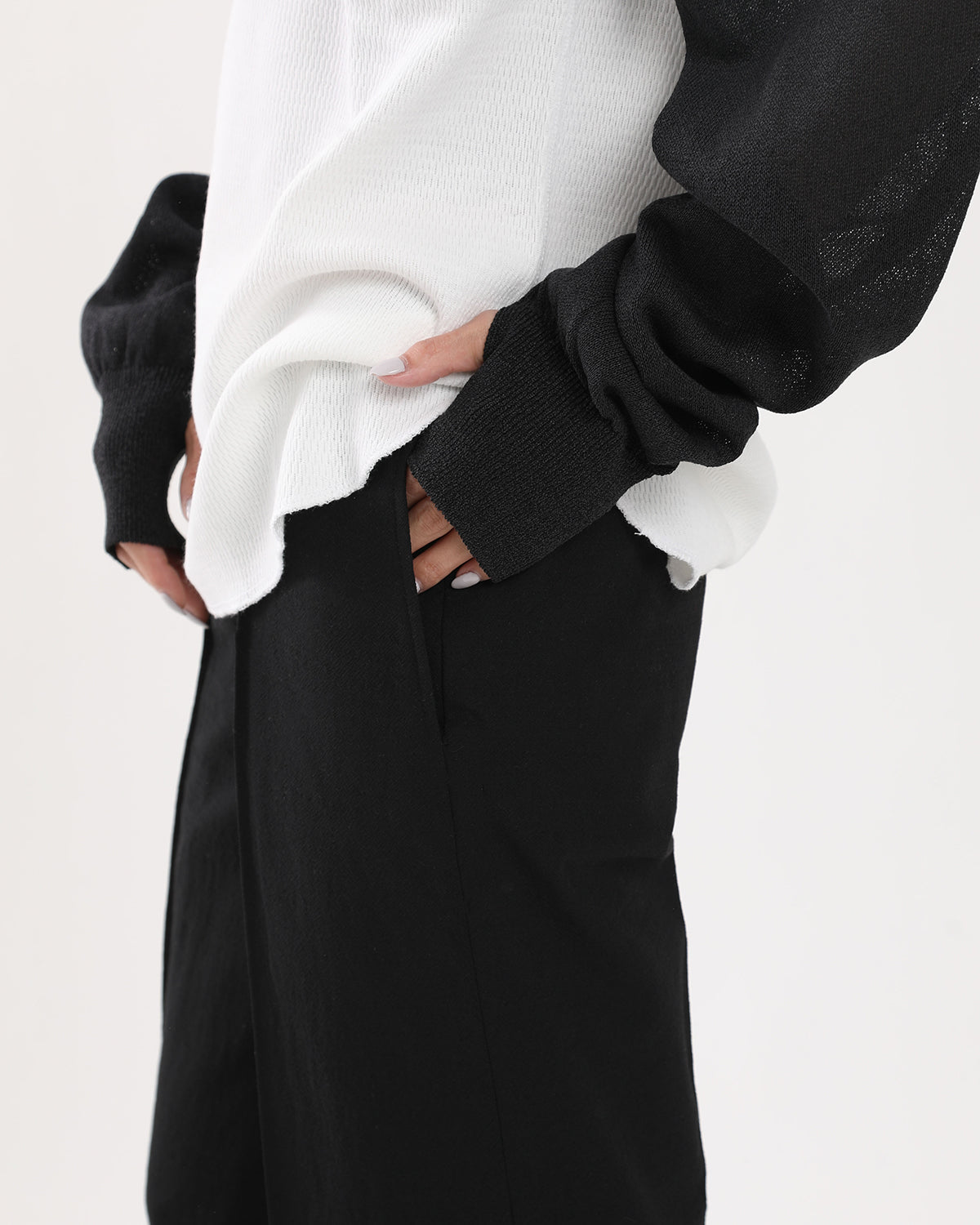 HIGH GAUGE WOOL LOW WAIST SLACKS