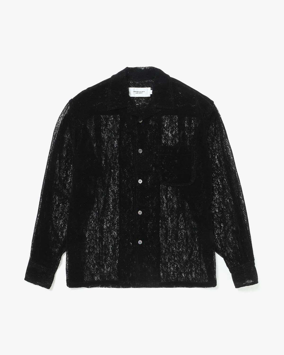 FLOCKY LACE OPEN COLLAR SHIRT