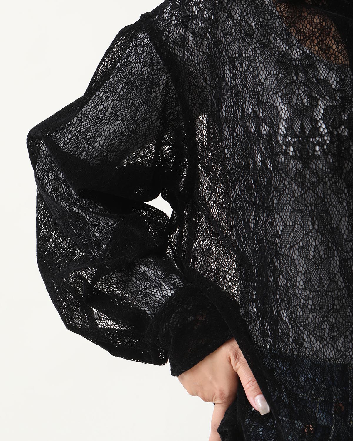 FLOCKY LACE OPEN COLLAR SHIRT