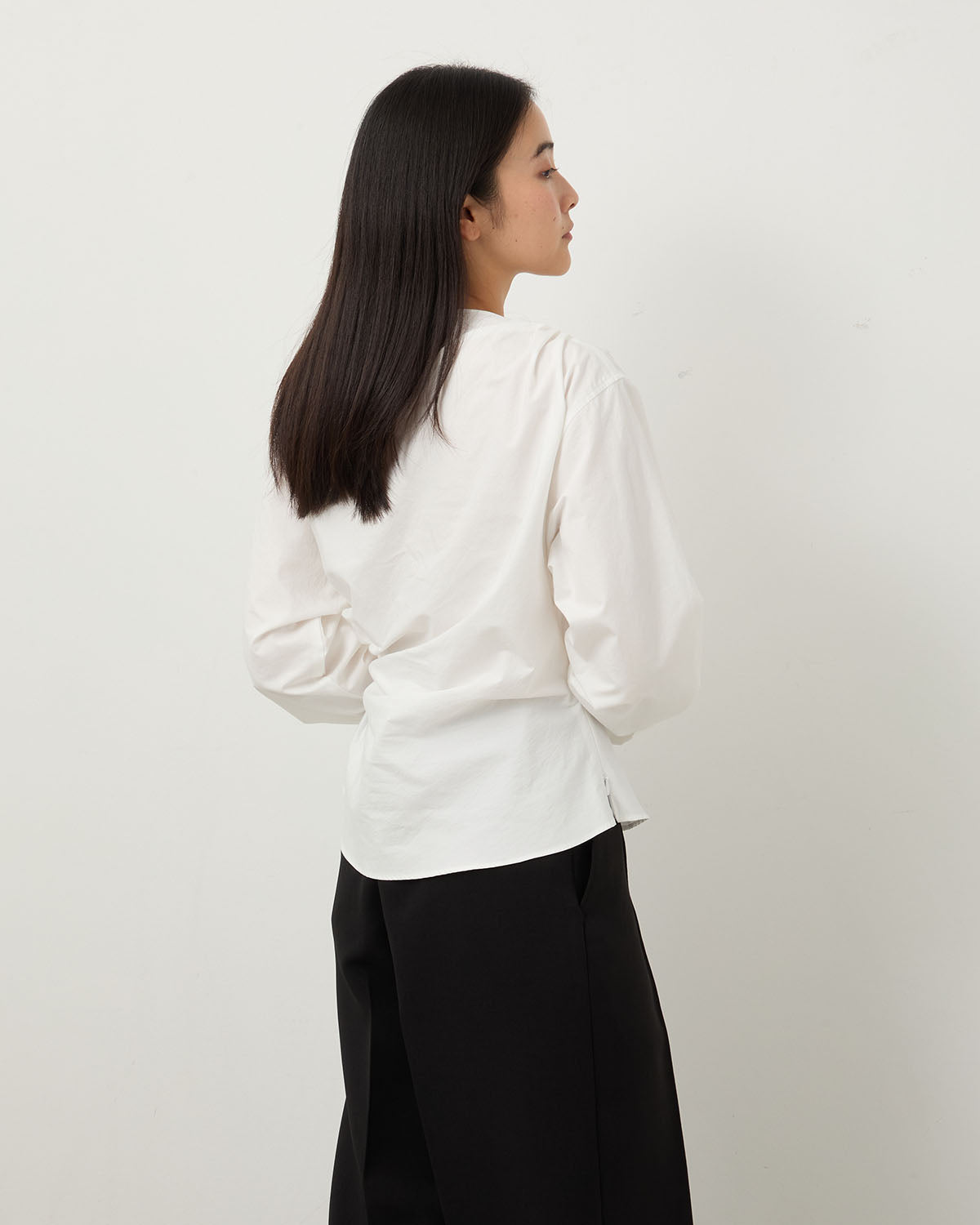 WASHED COTTON BROAD TUCK GATHER P/O SHIRT