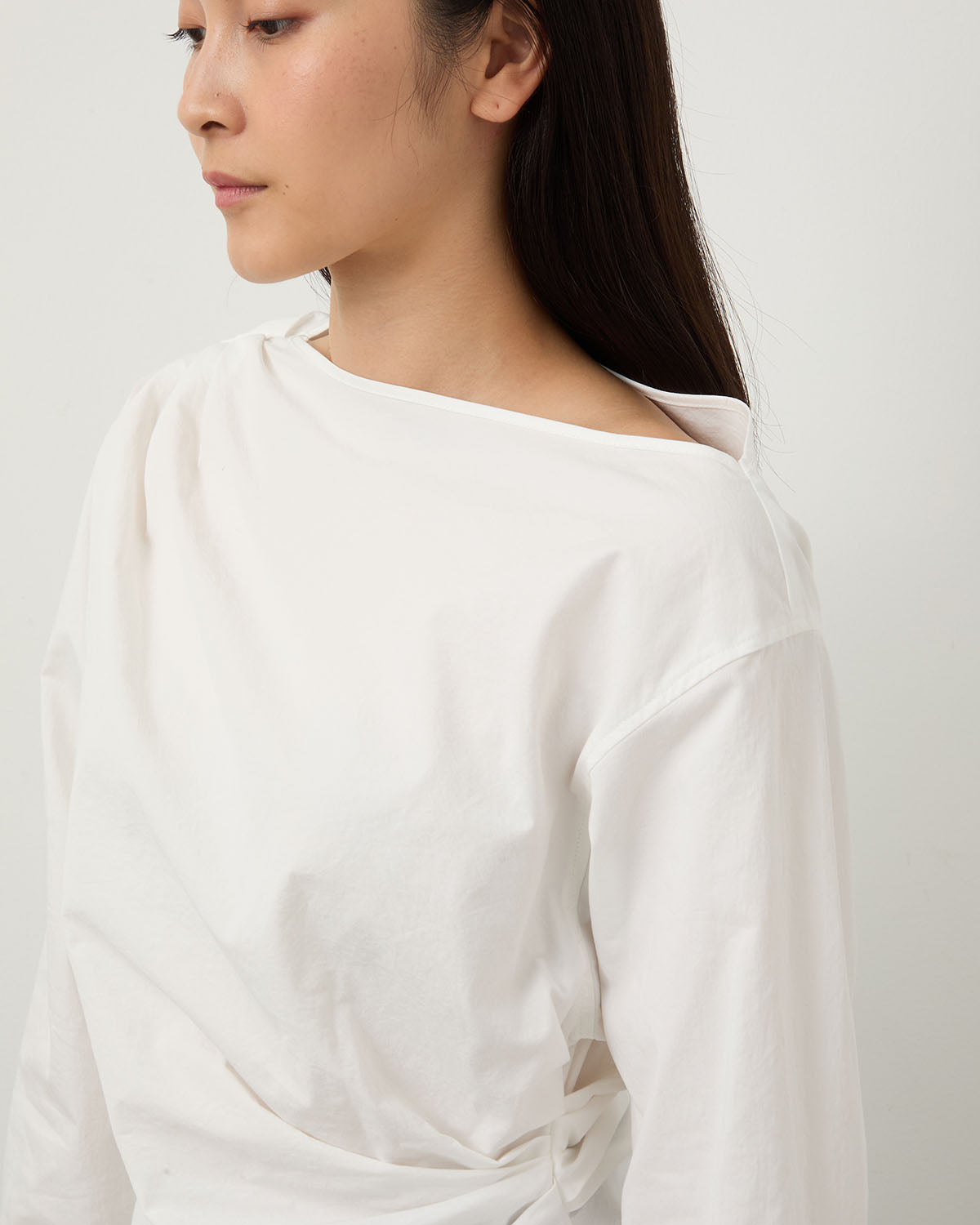 WASHED COTTON BROAD TUCK GATHER P/O SHIRT