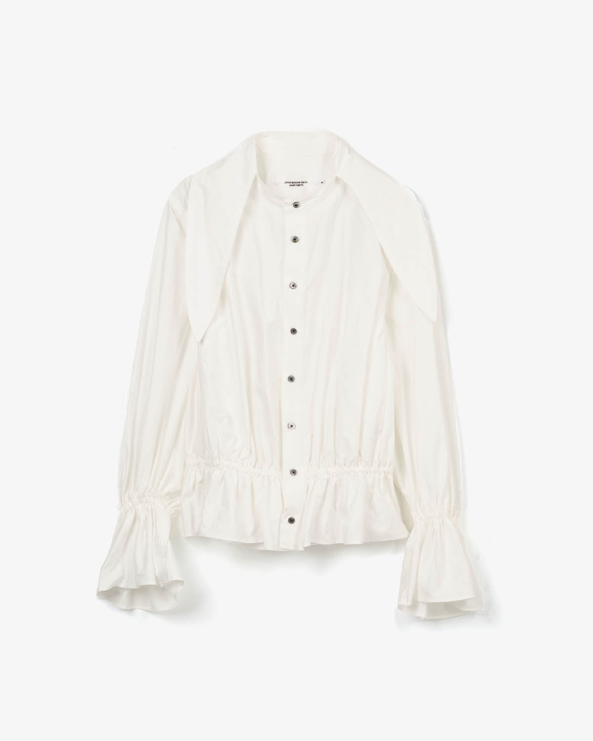 WASHED COTTON BROAD BOW TIE GATHER SHIRT