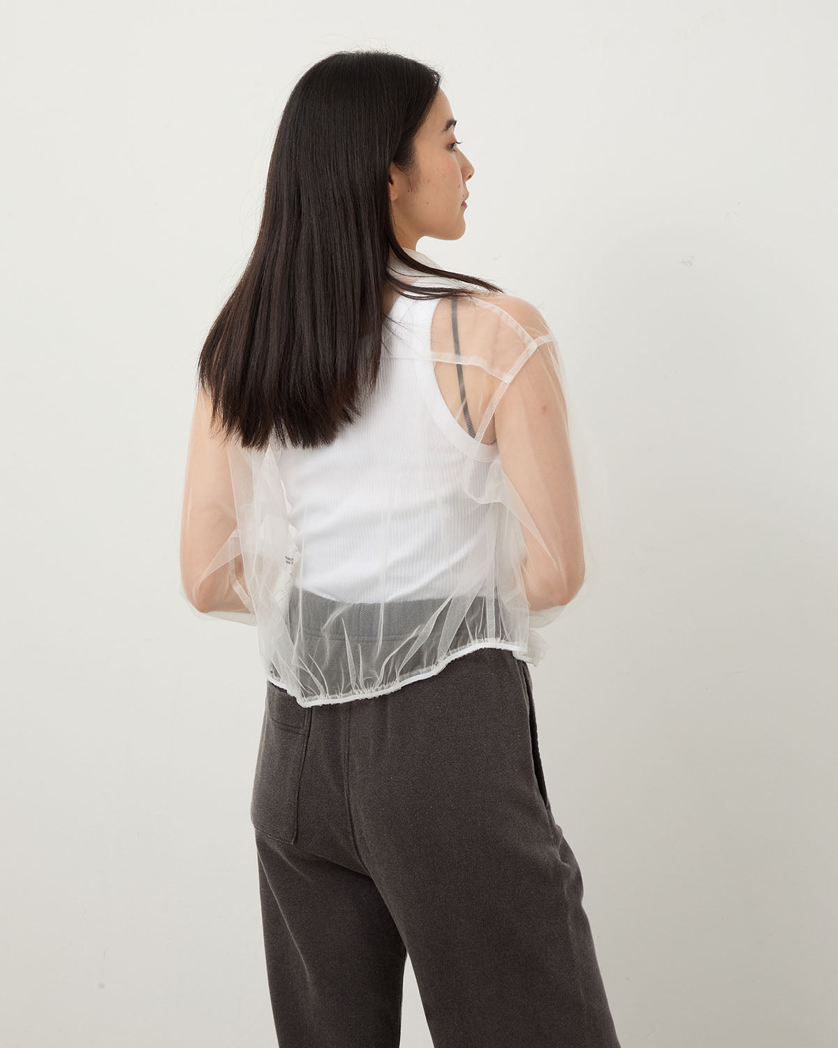 NYLON TULLE FRILLS SHIRTS