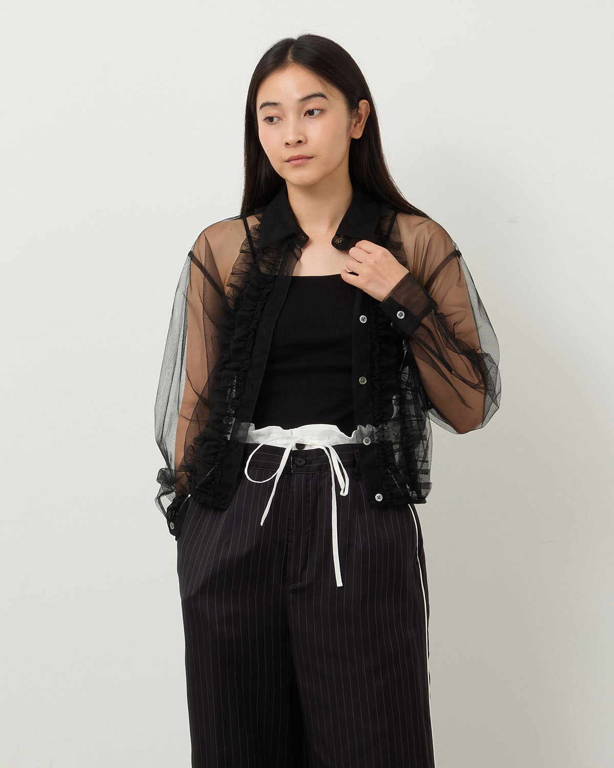 NYLON TULLE FRILLS SHIRTS