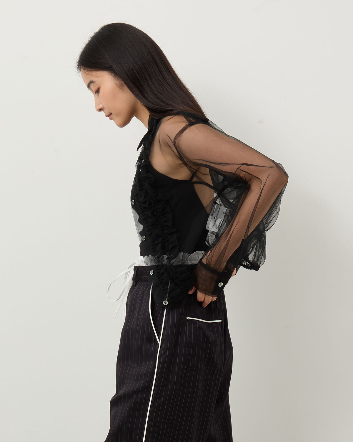 NYLON TULLE FRILLS SHIRTS