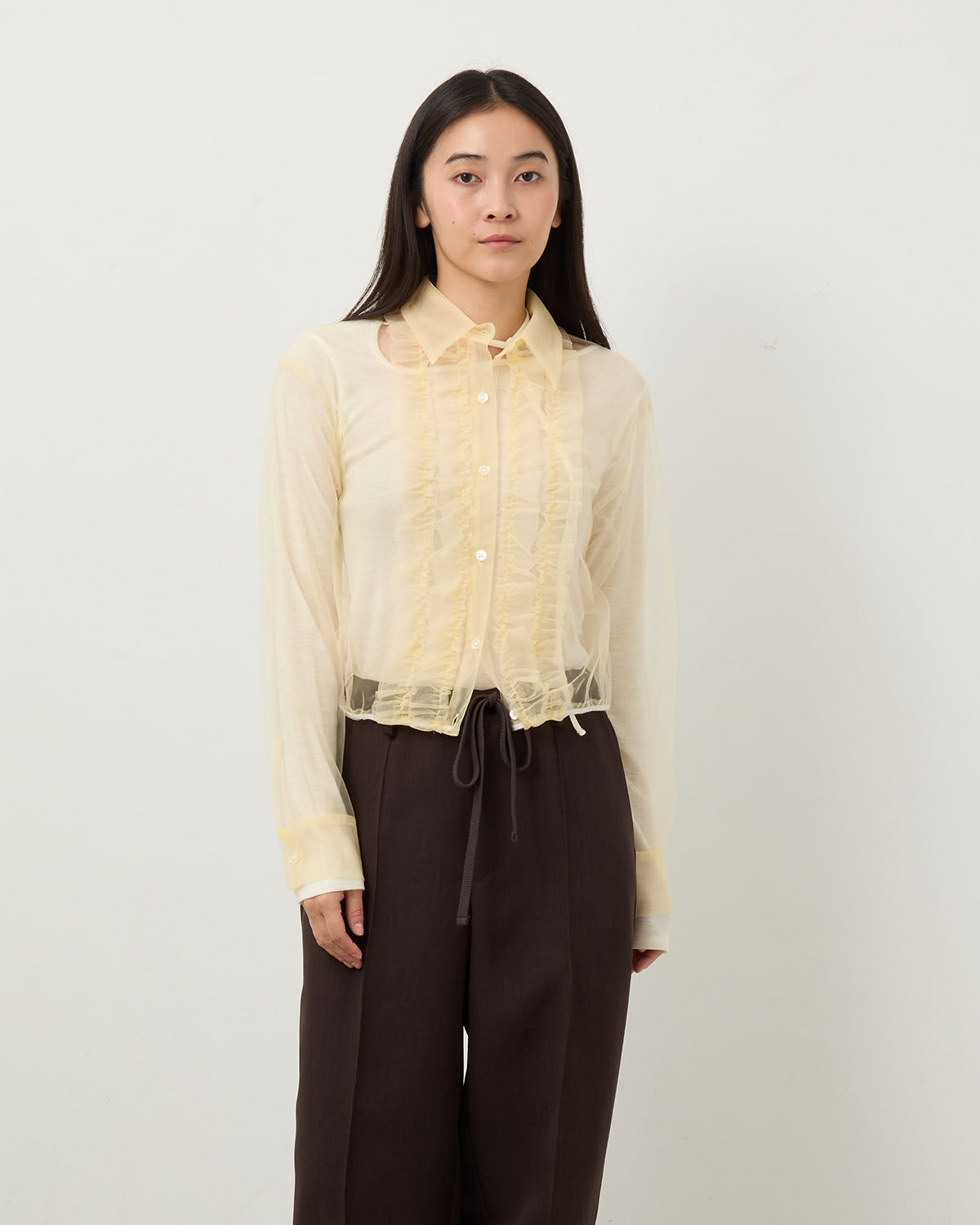 NYLON TULLE FRILLS SHIRTS