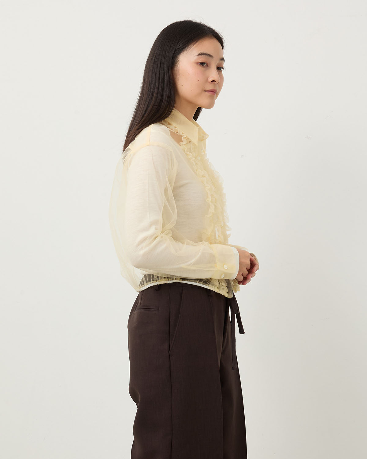 NYLON TULLE FRILLS SHIRTS