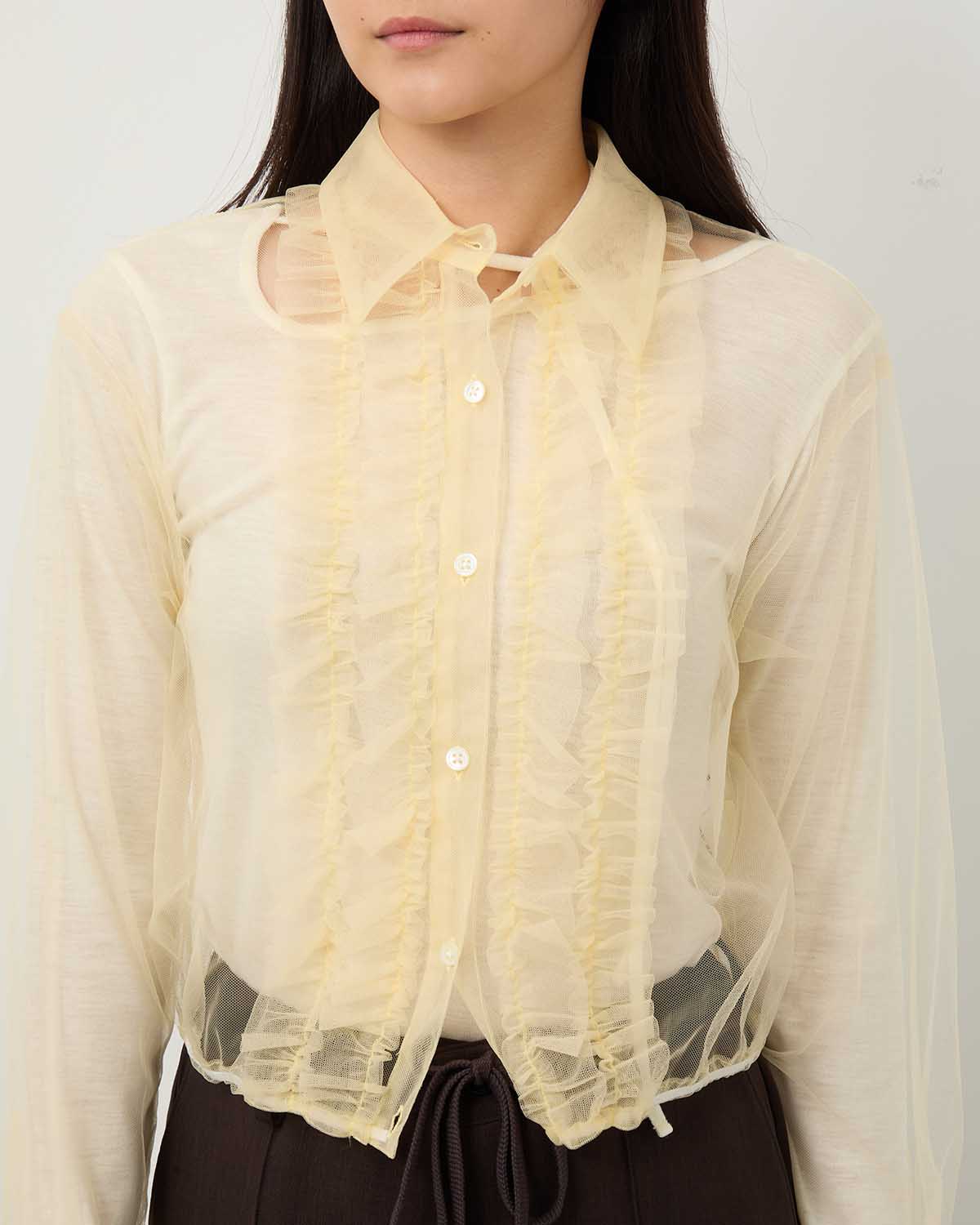 NYLON TULLE FRILLS SHIRTS