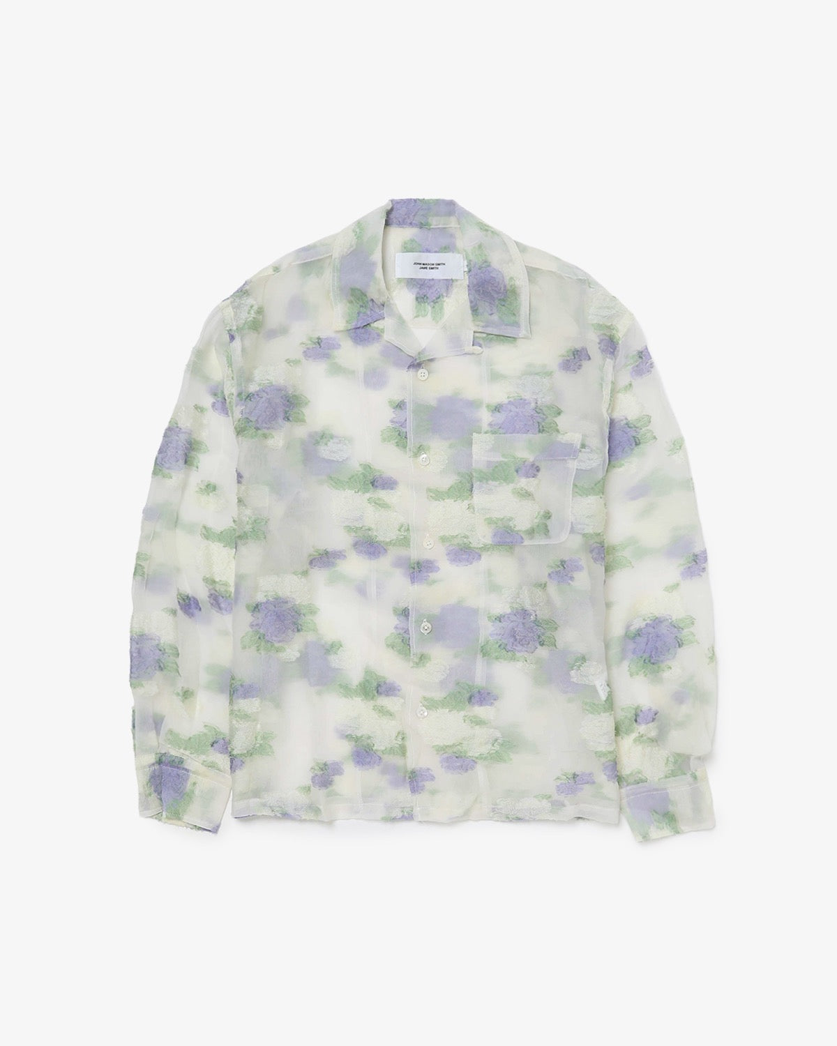 FLOWER JACQUARD OPEN COLLAR SHIRT