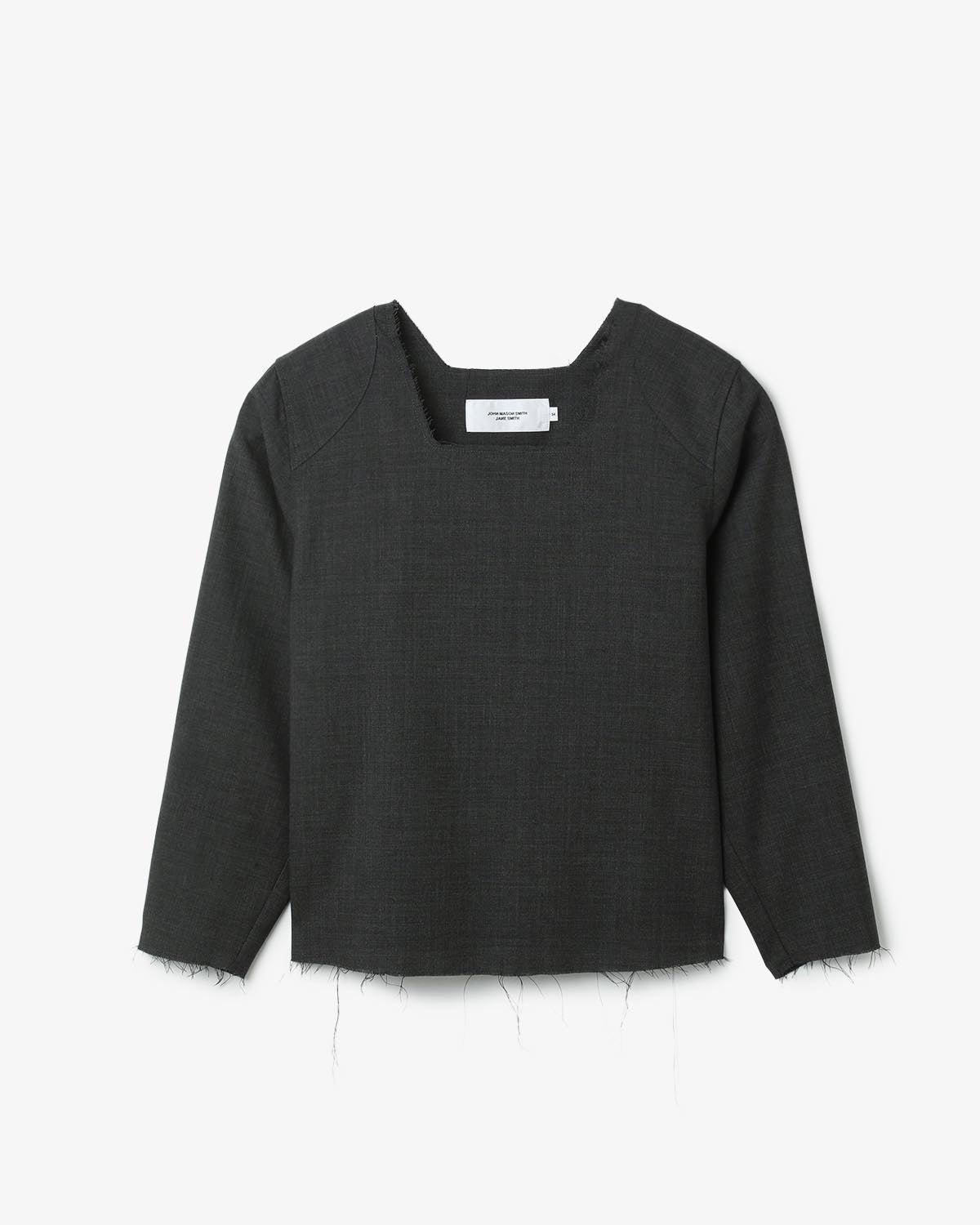 WASHABLE WOOL TROPICAL SQUARE NECK PULLOVER