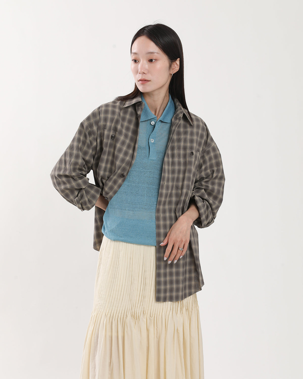 POLYESTER SHADOW CHECK WORK SHIRT