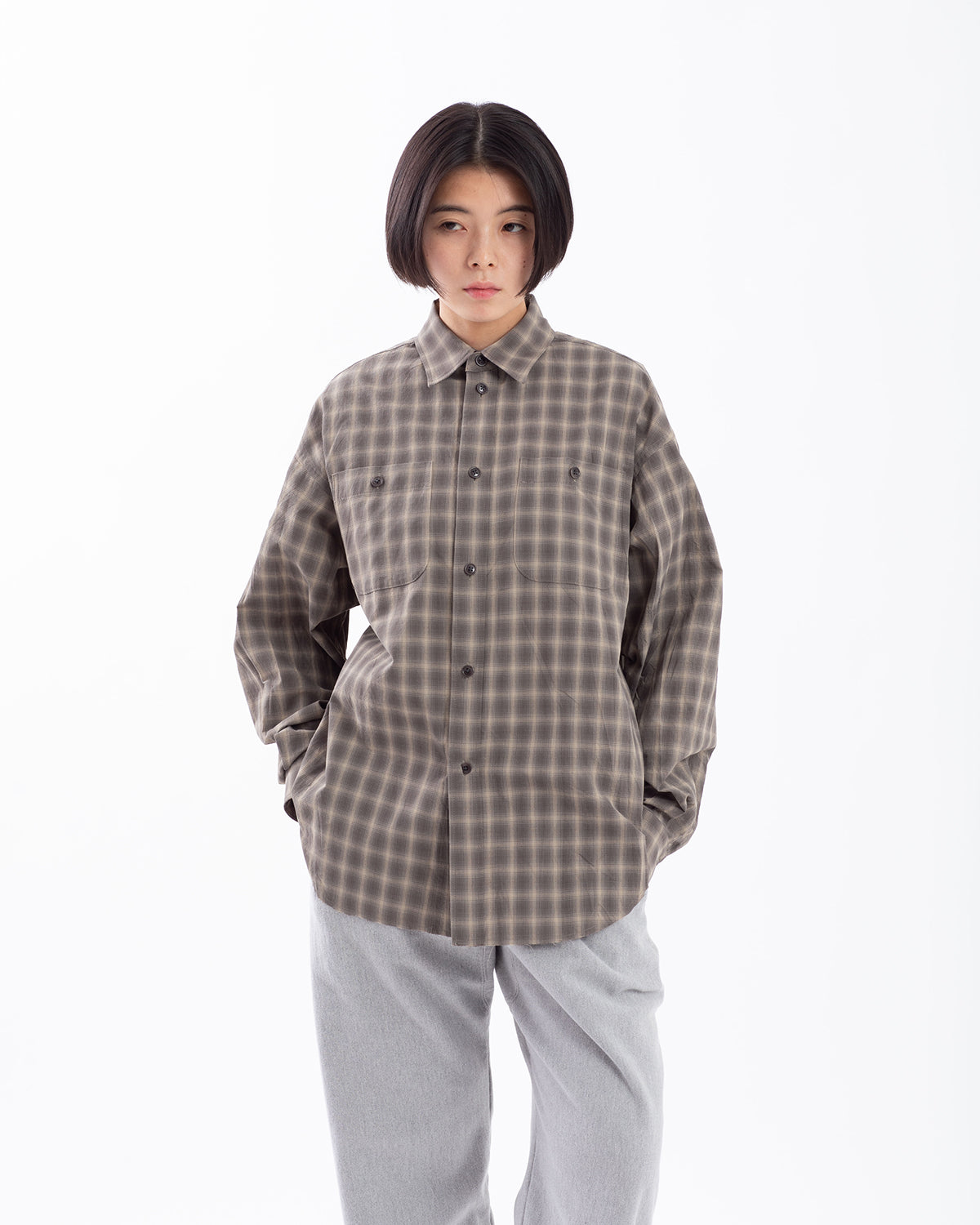 POLYESTER SHADOW CHECK WORK SHIRT