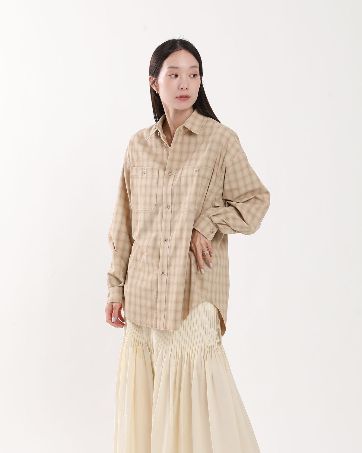 POLYESTER SHADOW CHECK WORK SHIRT