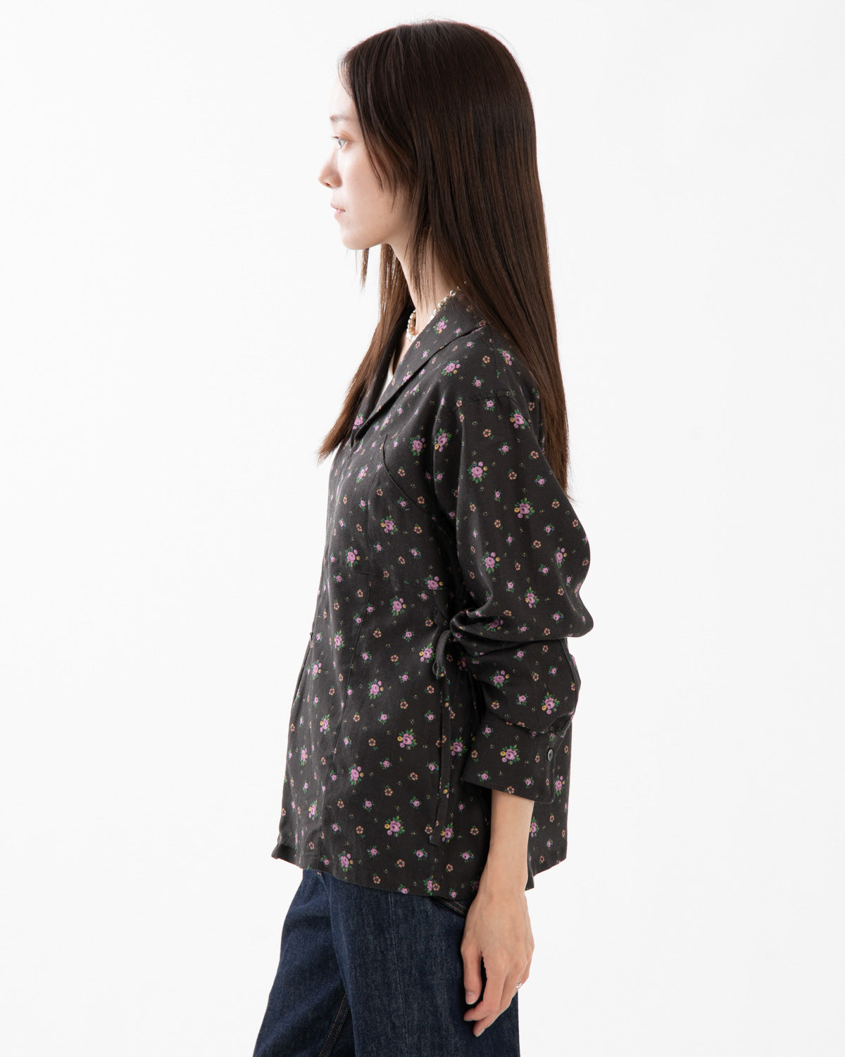 FLOWER PRINT SAILOR COLLAR SHIRT
