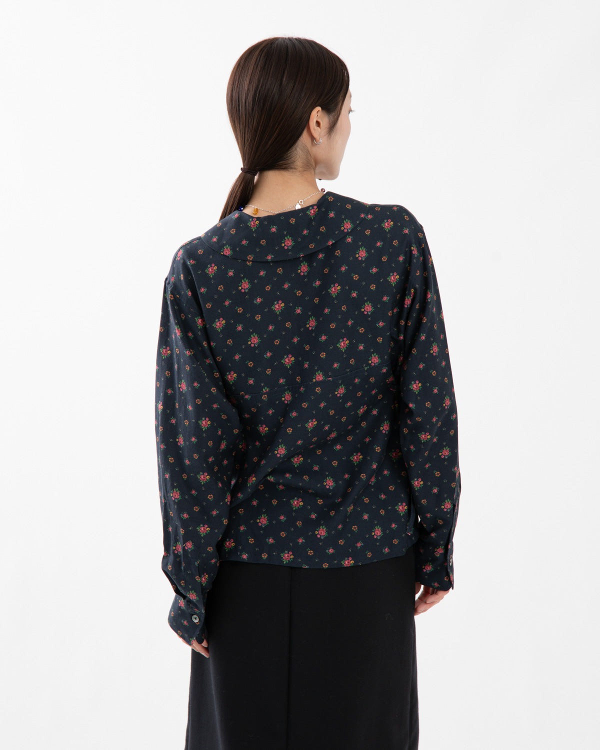FLOWER PRINT SAILOR COLLAR SHIRT