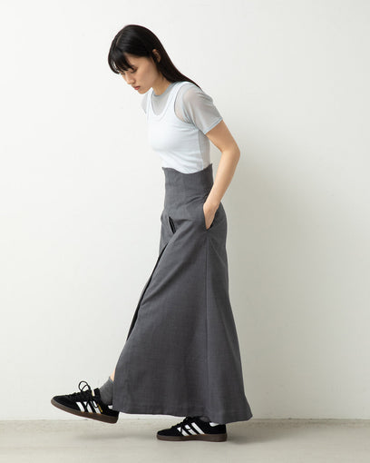 POLYESTER WOOL TROPICAL HIGH WAIST SKIRT