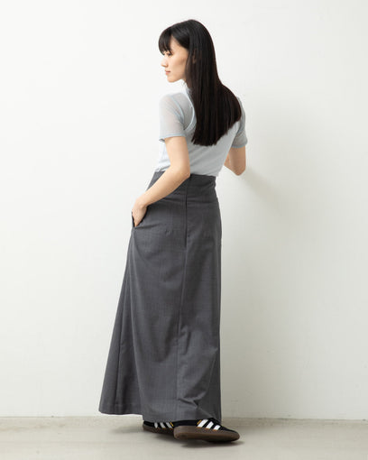 POLYESTER WOOL TROPICAL HIGH WAIST SKIRT