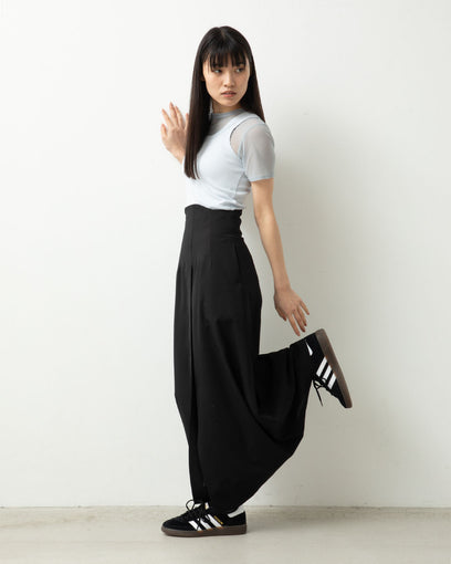 POLYESTER WOOL TROPICAL HIGH WAIST SKIRT