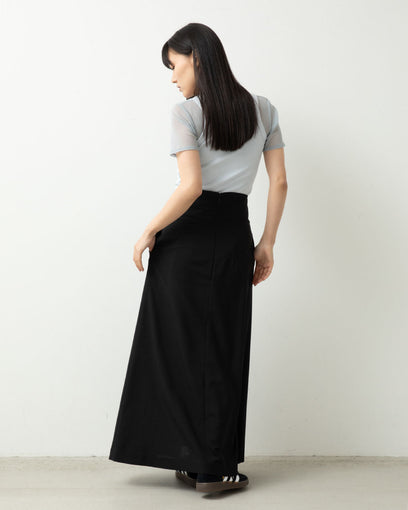 POLYESTER WOOL TROPICAL HIGH WAIST SKIRT