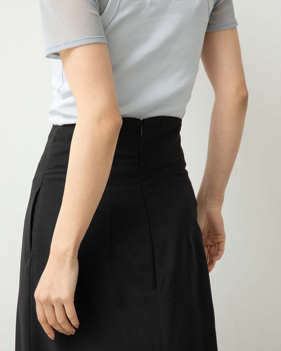 POLYESTER WOOL TROPICAL HIGH WAIST SKIRT