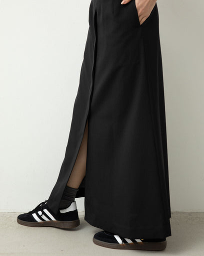 POLYESTER WOOL TROPICAL HIGH WAIST SKIRT