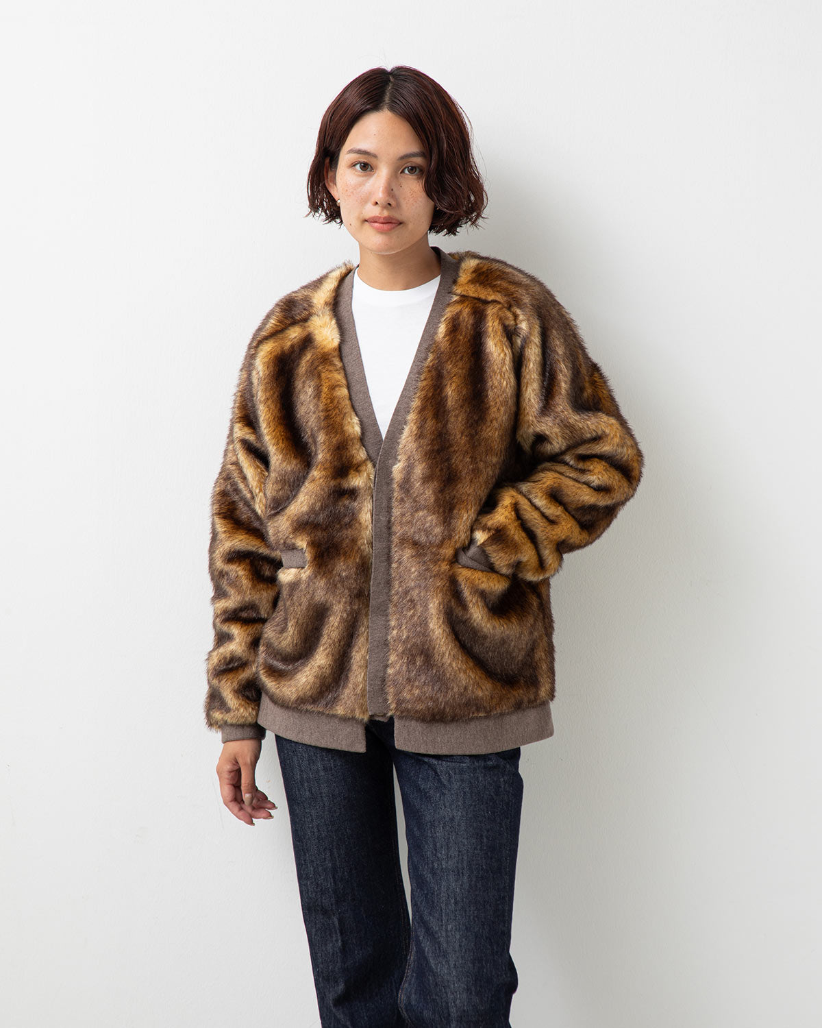 FAUX FUR CARDIGAN