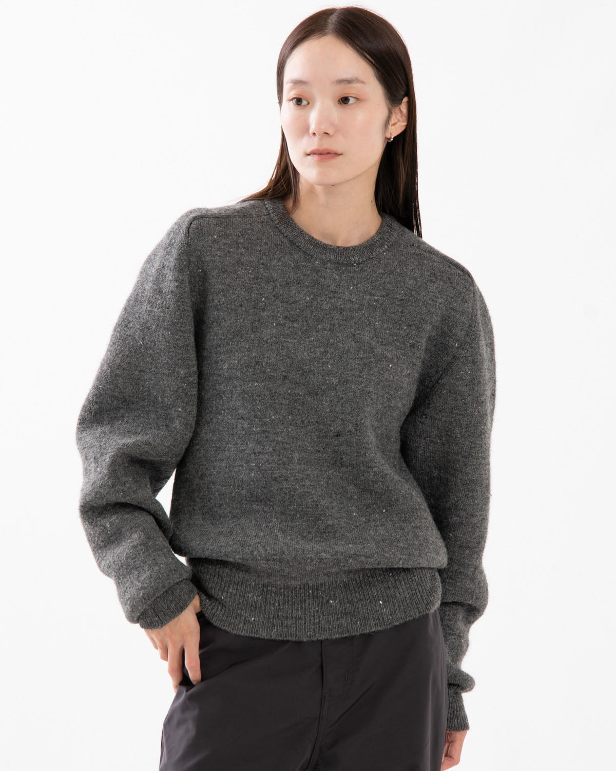 PLATED WOOL PULLOVER