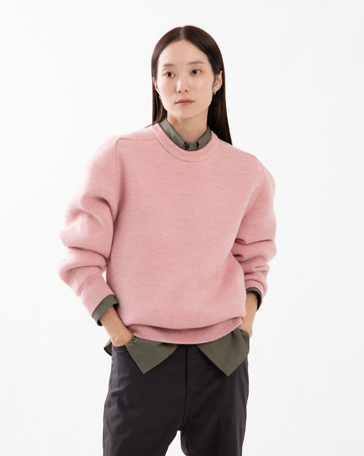 PLATED WOOL PULLOVER