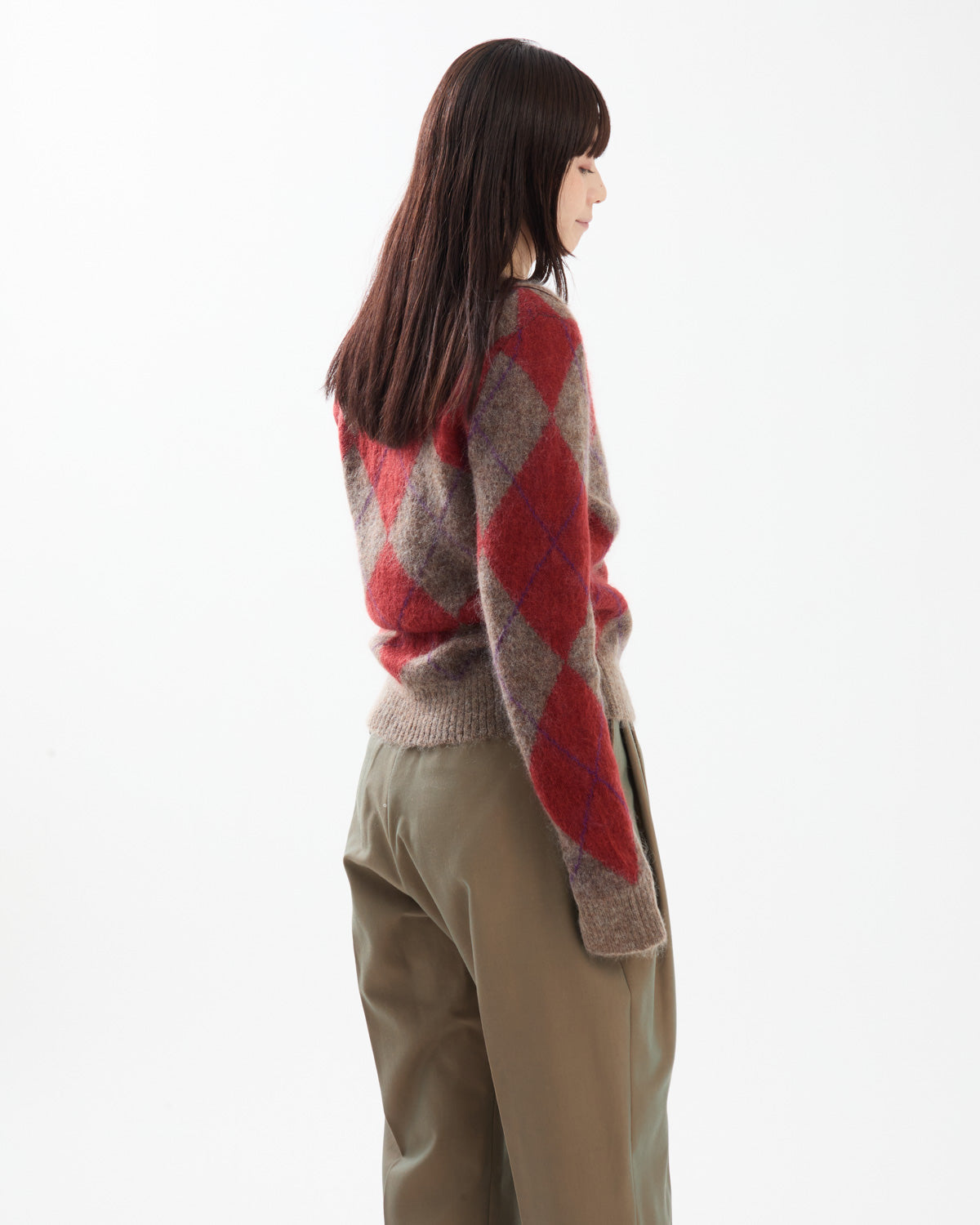 LUMPY SLEEVE ARGYLE PULLOVER