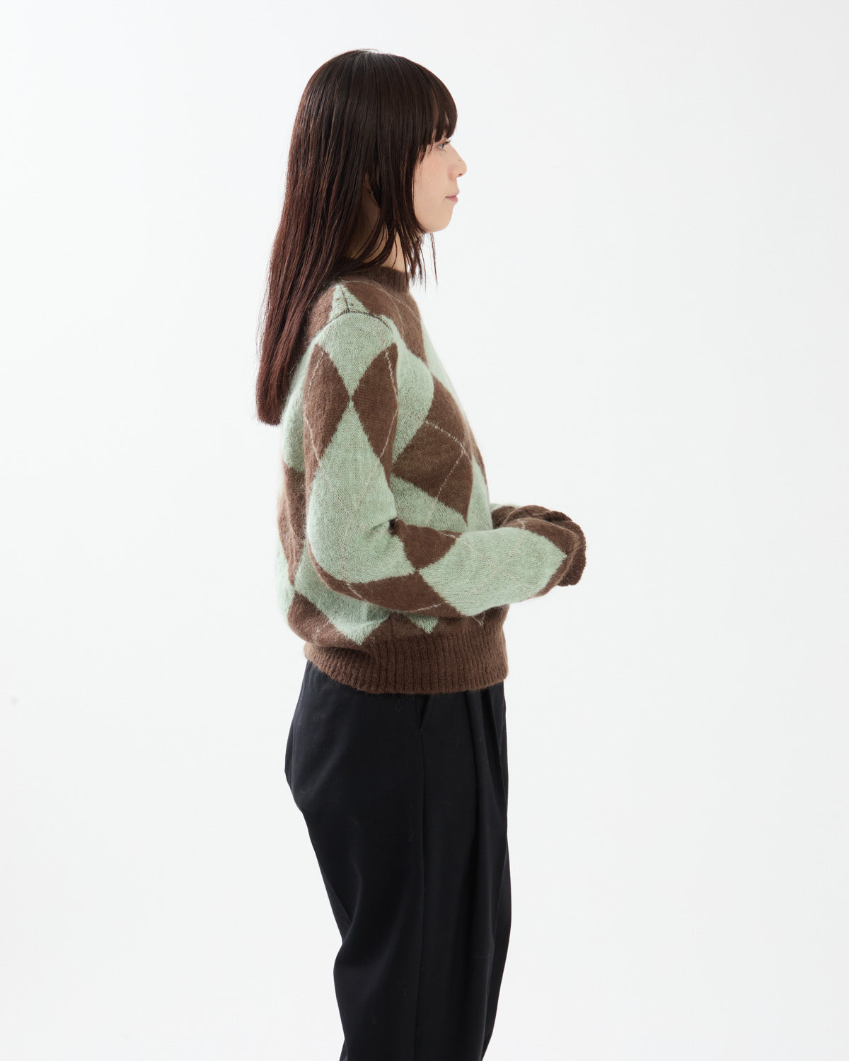 LUMPY SLEEVE ARGYLE PULLOVER