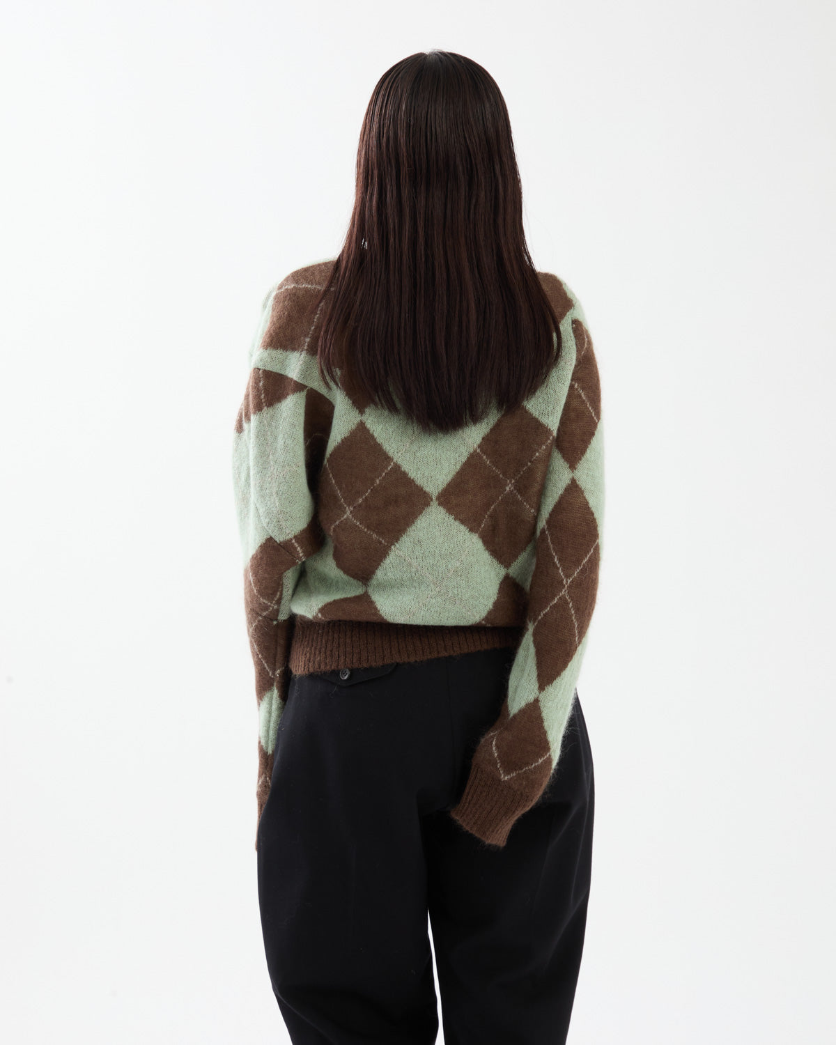 LUMPY SLEEVE ARGYLE PULLOVER