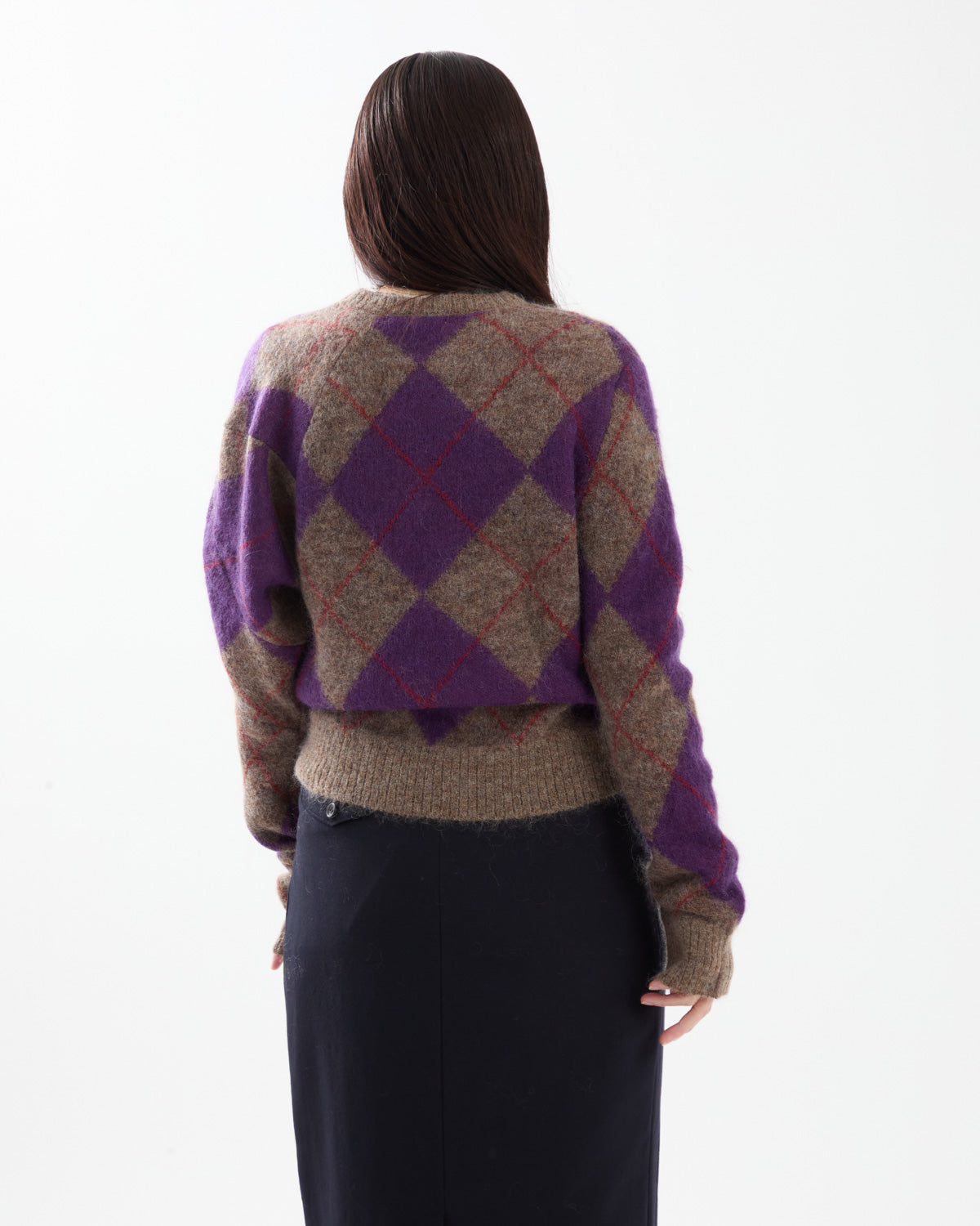 LUMPY SLEEVE ARGYLE PULLOVER