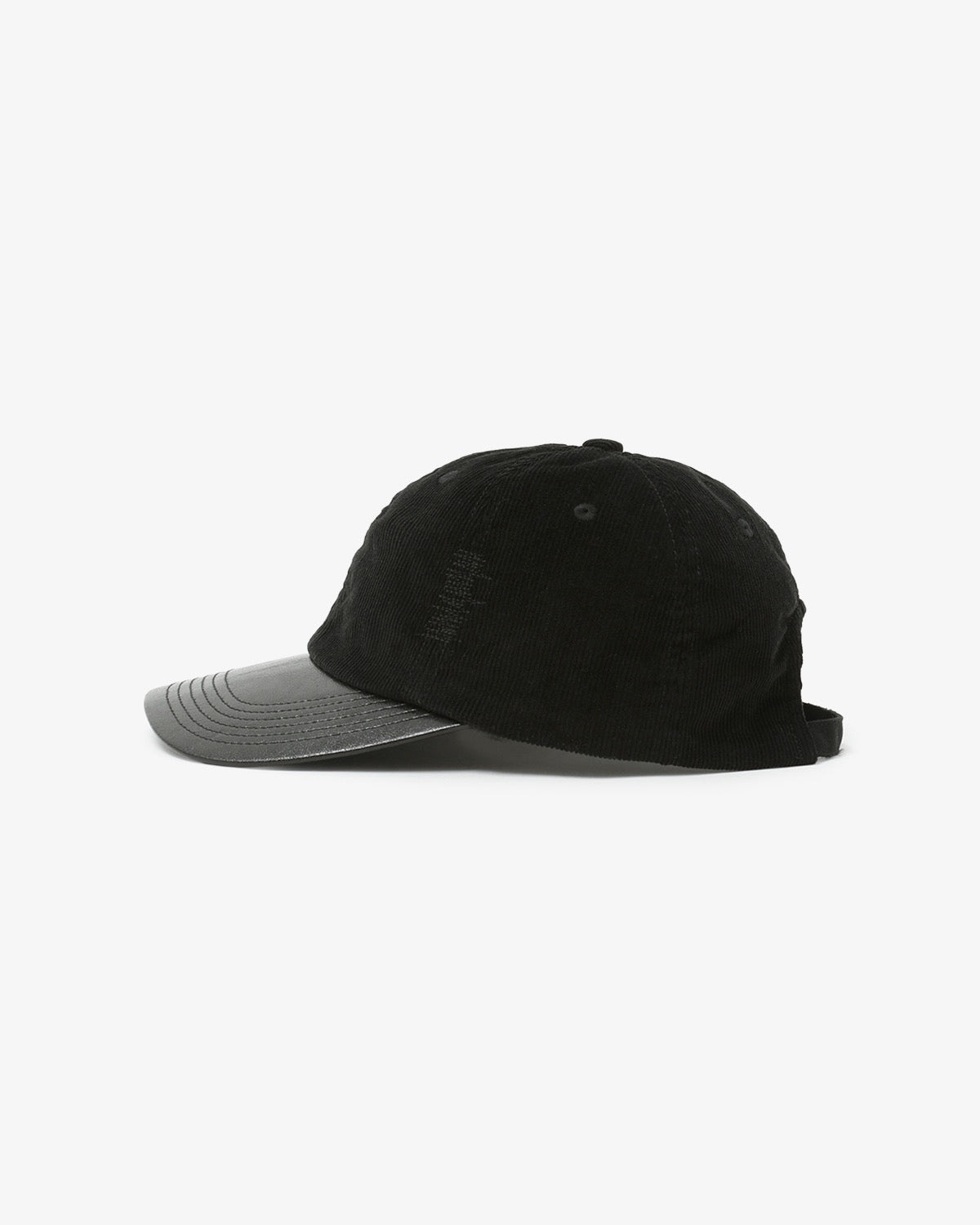 CORDUROY & FAUX LEATHER 6PANEL CAP